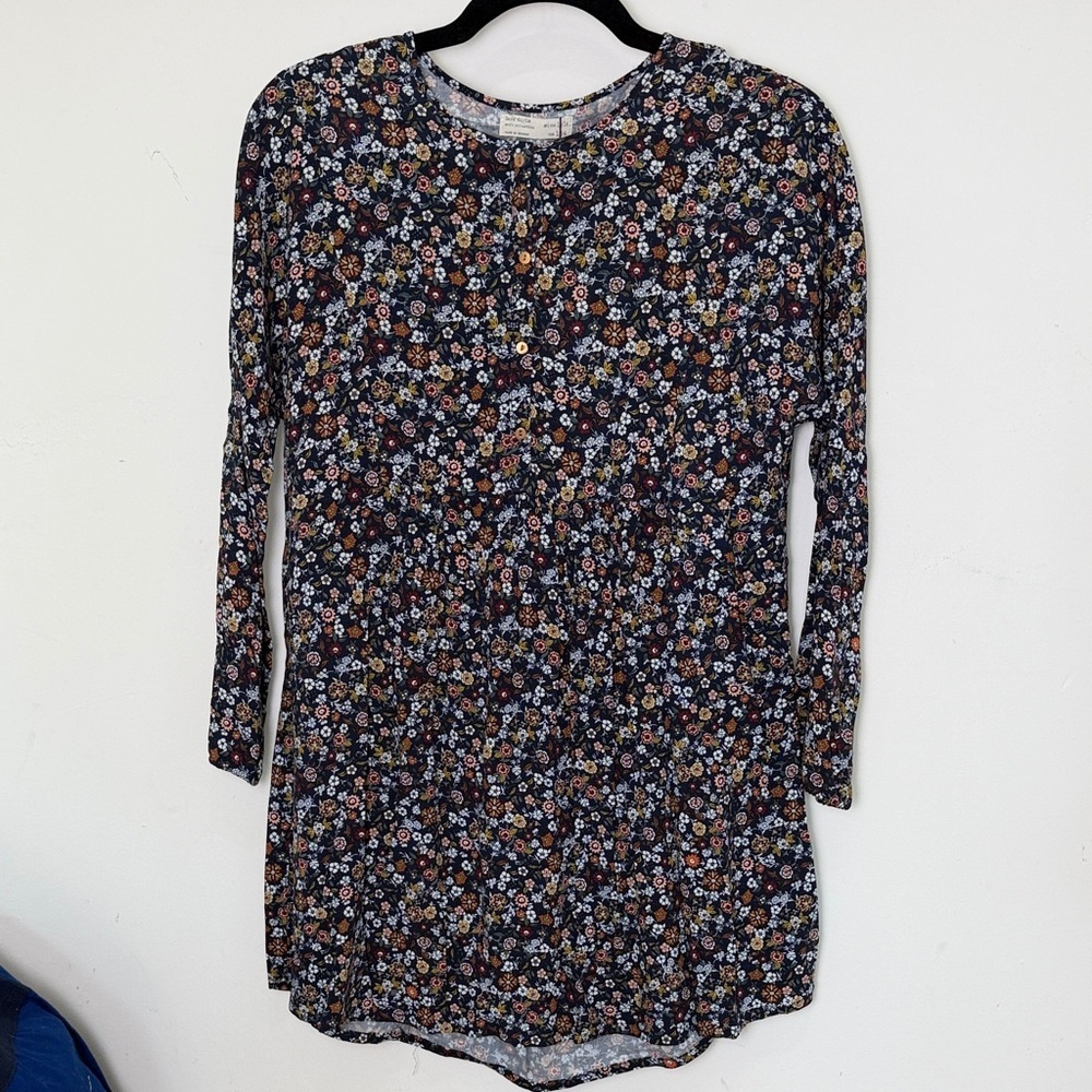 Zara Girls Navy Floral Button-Front Dress size 13/14